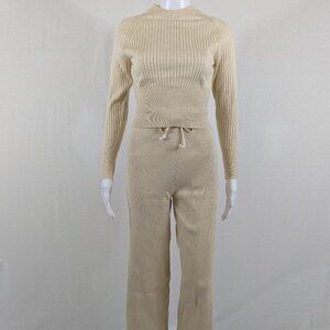 Cider Ivory Ribbed Sweater Top and Pants Set